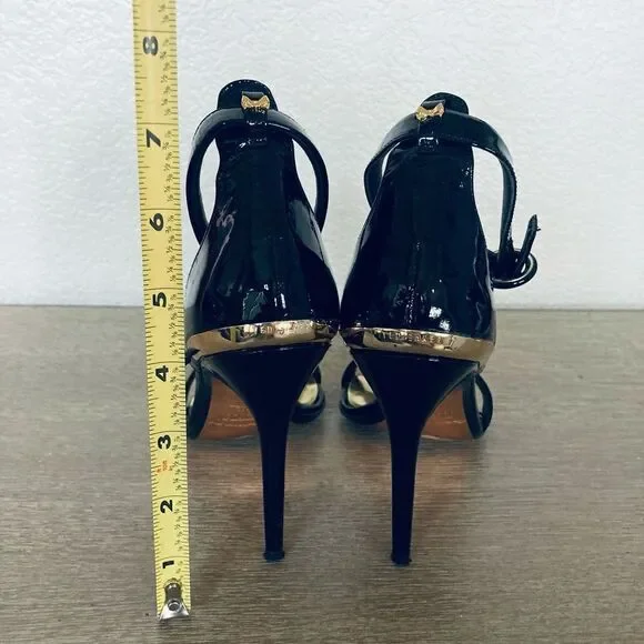 Ted Baker London Black Patent Strappy Stiletto Heels - Picture 5 of 9